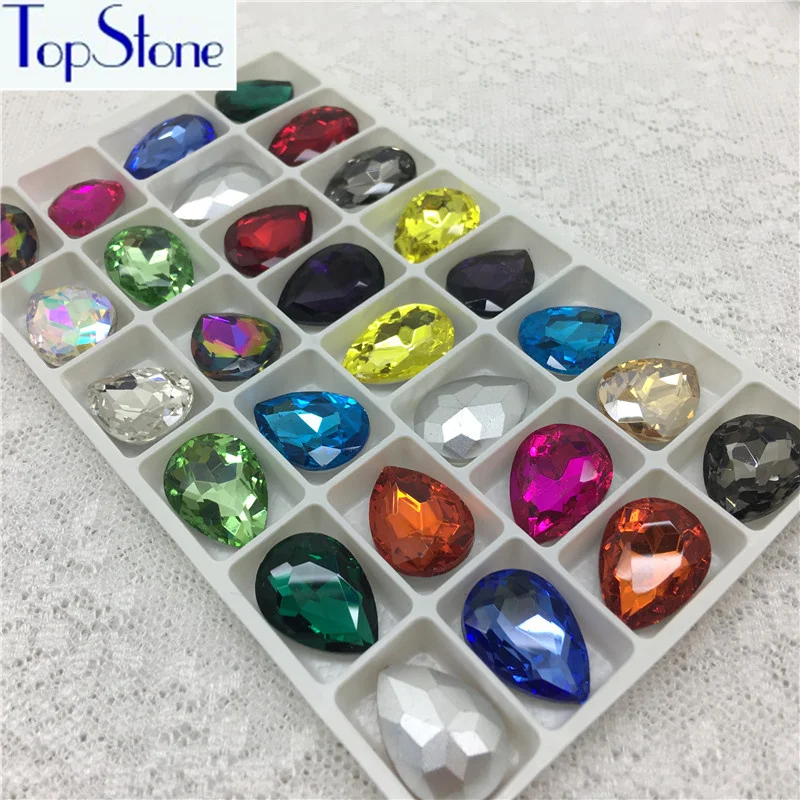 Смешанные цвета стеклянный кристалл в форме слезы заостренные с обратной