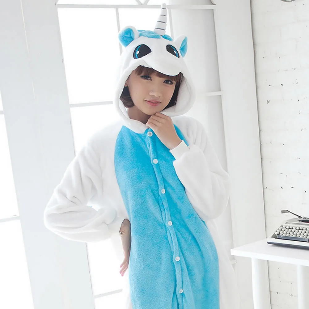 Blue Unicorn Пижама в виде животных Единорог звезда Kigurumis, пижамные комплекты, одежда для сна, Косплэй молния Для женщин Для мужчин зимние унисекс, стежка пижамы с персонажами из мультфильмов - Цвет: Blue Unicorn