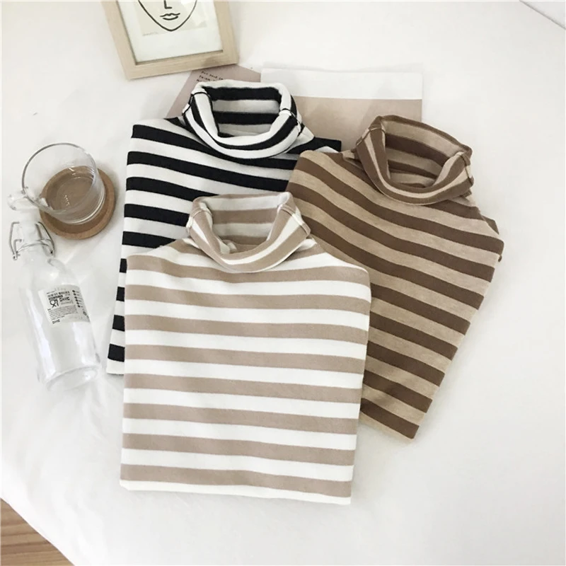 Autumn Turtleneck Striped Women Sweater Skinny Elastic Long Sleeve Knitted Pullovers Feminino Soft Femme Jumper 2019 Spring | Женская