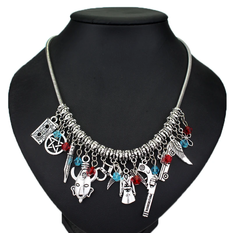 Сверхъестественные ангельские крылья пентаграмма с солевой бутылкой Diy кулон