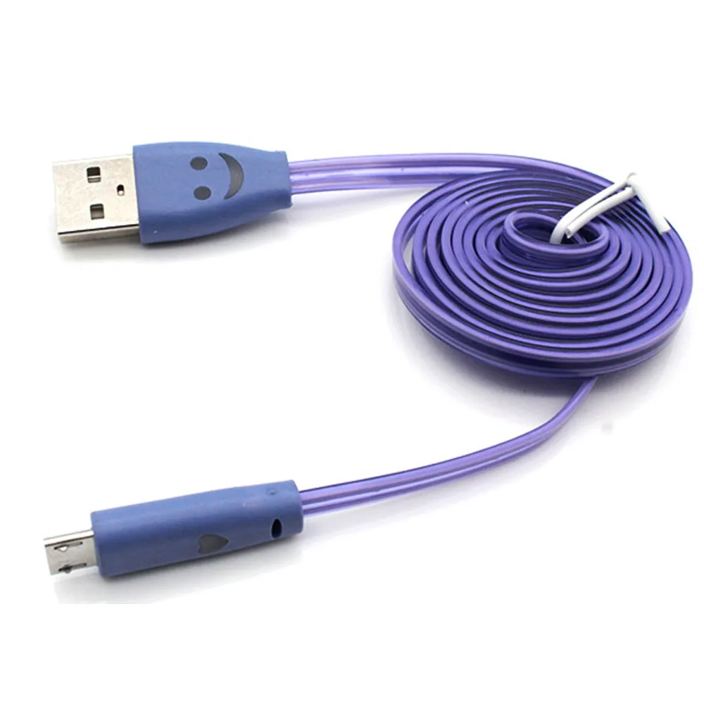 Светящийся переливающийся градиентный светодиодный USB микро кабель зарядное