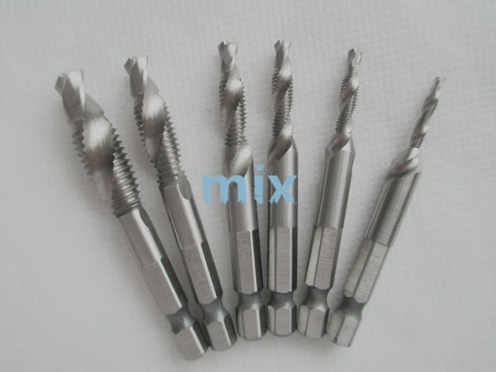 

Fixmee High Quality 6pc Hex Shank HSS Screw Spiral Point Thread Metric Plug Hand Tap Drill Bits M3 M4 M5 M6 M8 M10
