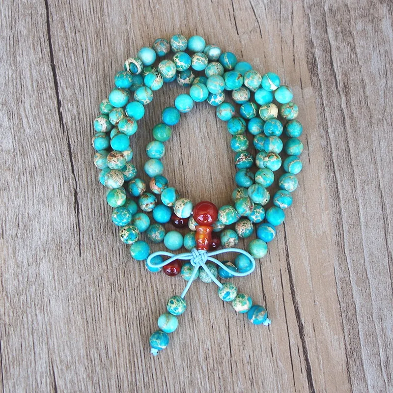 Каменные бусины ручной работы 6 мм 108 тибетский буддистский браслет чакры женский