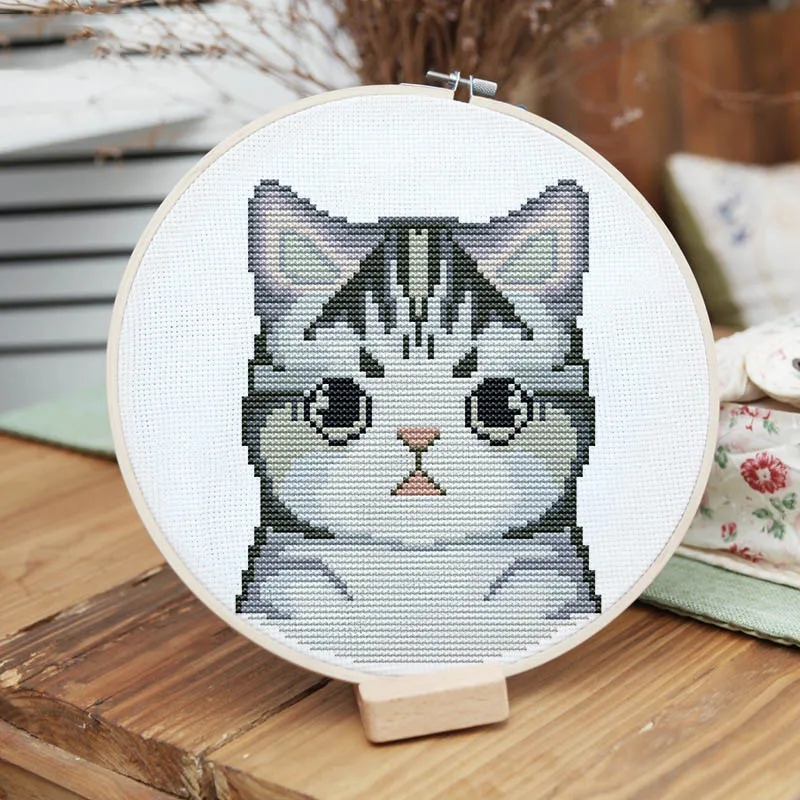Набор для вышивки сделай сам с изображением милой кошки со шкалой начинающих