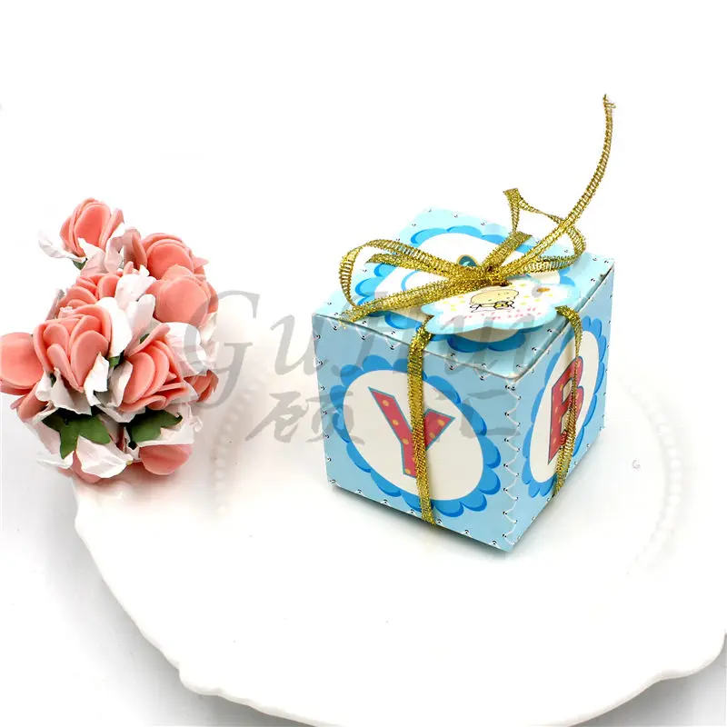 Розовый и синий Алфавит бумажная коробка конфеты Дети душ свадьба пользу