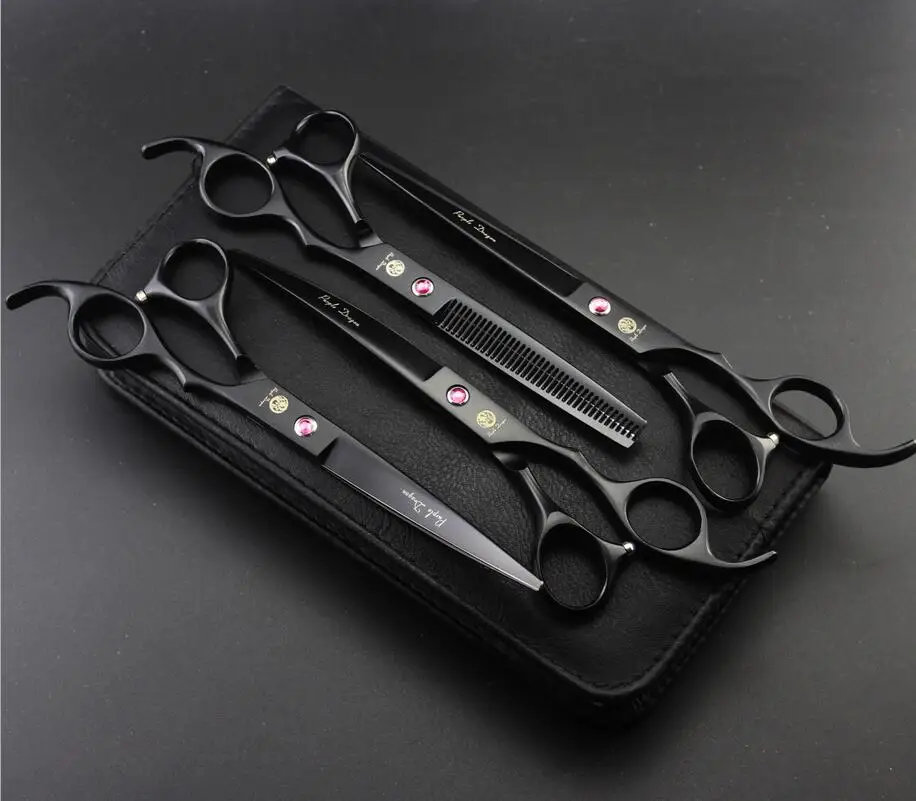 Purple Dragon 7.0 inch Professional Grooming Scissors Set Cutting Thinning Curved Pet Sharp Edge Dog Shears 4pcs/lot | Дом и сад