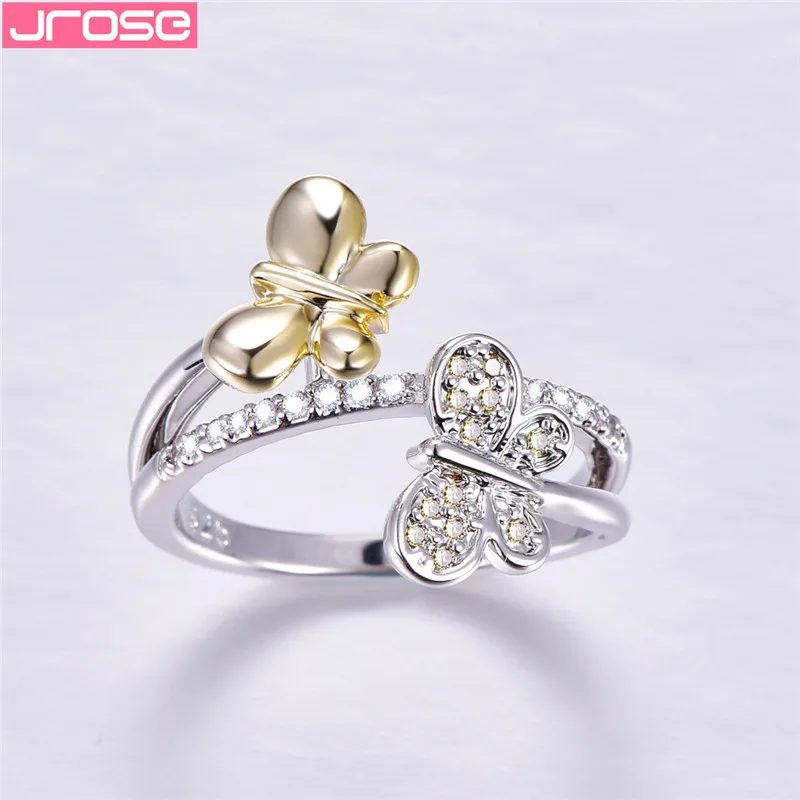 JROSE 2019 женские кольца с крыльями из кристаллов бабочки для женщин крестом сердце
