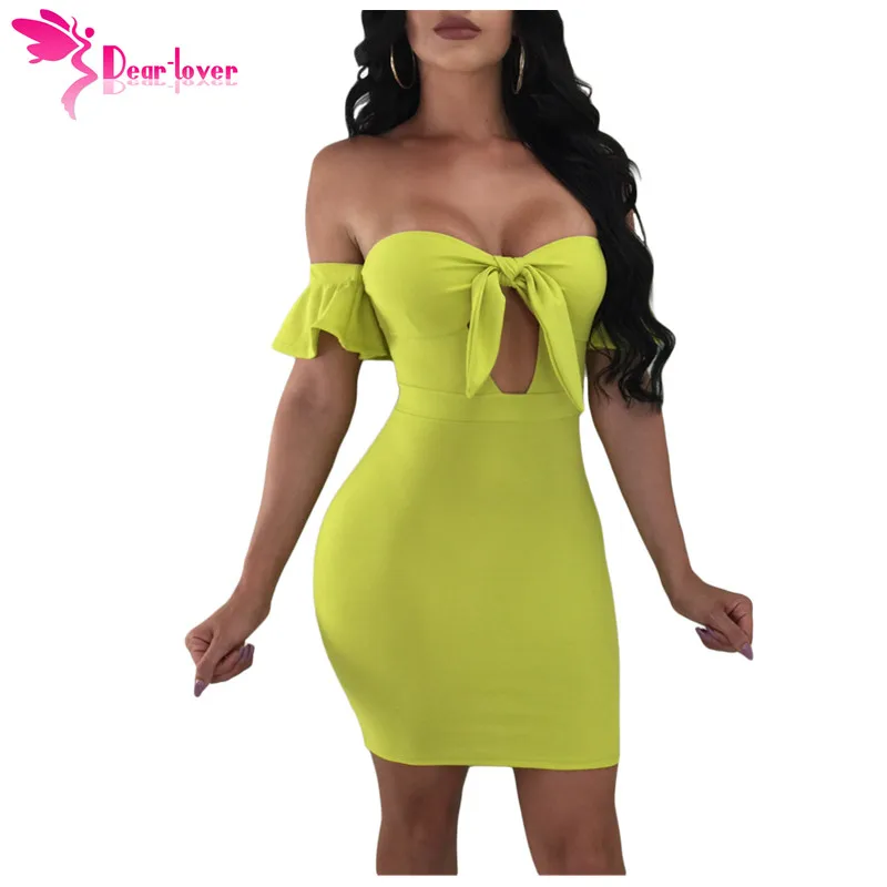 Dear Lover сексуальное с открытыми плечами платье Club Вечерние Короткие Lime