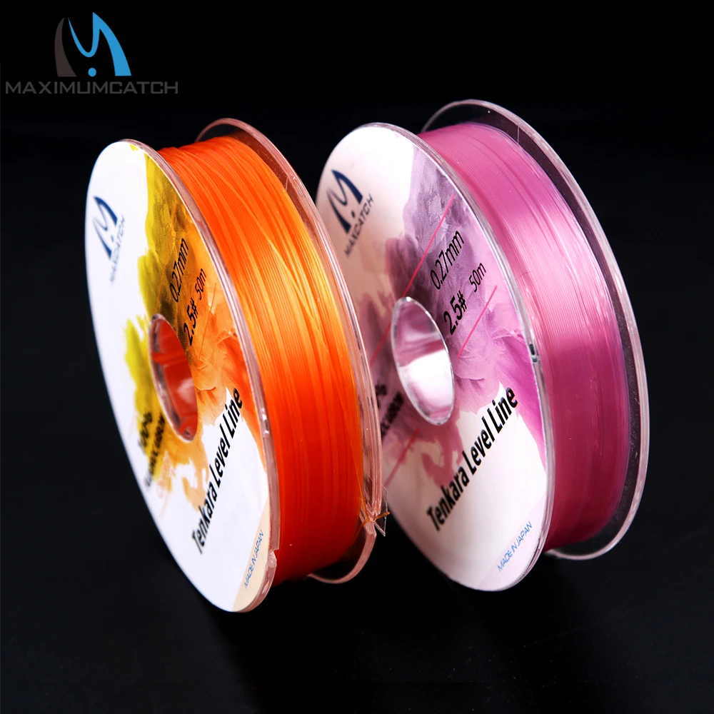 Линия Maximumcatch Tenkara Level 50 м 2,5#/3,0# фторуглеродная леска Tenkara Fly, розовая/оранжевая