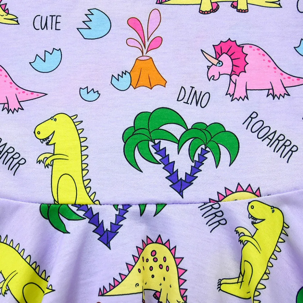 Girl Dress Cartoon Dinosaur Letter Printed Sleeveless Princess Dresses Vestidos Summer Party Casual Clothes For Kid Baby Girls | Детская