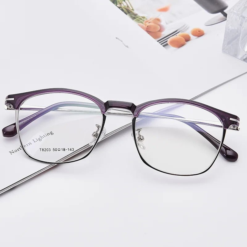 C3 purple silver Винтажные ультралегкие оптические очки из сплава для компьютера Корея Квадратные прозрачные очки для женщин и мужчин ретро очки для чтения PG0063 - Цвет оправы: C3 purple silver