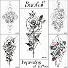 Baofuli реалистичные геометрические розы, женские Временные татуировки, черные искусства, бриллианты, водостойкие, искусственные татуировки с цветами, сексуальные ромашки для девочек