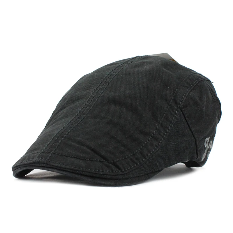 Laurashow хлопок Gorras Planas мужской берет Винтаж Boinas плоская Кепки для Для мужчин и Для женщин шляпа от солнца на плоской подошве такси с закруглёнными краями и пуговицей сверху шляпа солнцезащитный козырек - Цвет: G Black