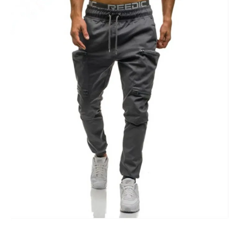 Мужские камуфляжные брюки с множеством карманов на молнии для бега повседневные