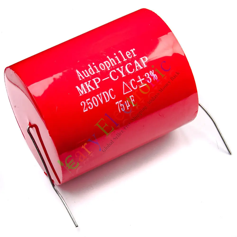 Оптом и в розницу 10 шт. MKP 250V 75 UF длинные медные провода Аксиальный