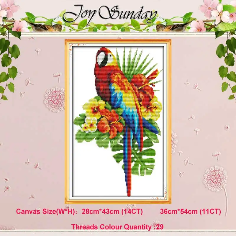 Parrot and flowers Parrot Scarlet macaw animals Счетный 11 14CT Набор для вышивания крестиком DIY DMC Китайский Набор для вышивания крестиком вышивка рукоделие домашний декор - Цвет: Parrot and flowers