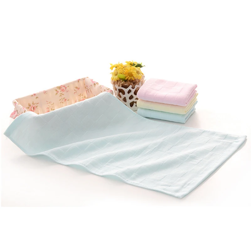 Light blue Впитывающее, высыхающее, мягкое, хлопковое, приятное для кожи, 3 цвета s, Марлевое, однотонное, без ворса, клетчатое полотенце, слюнявчик, детское банное полотенце - Цвет: Light blue