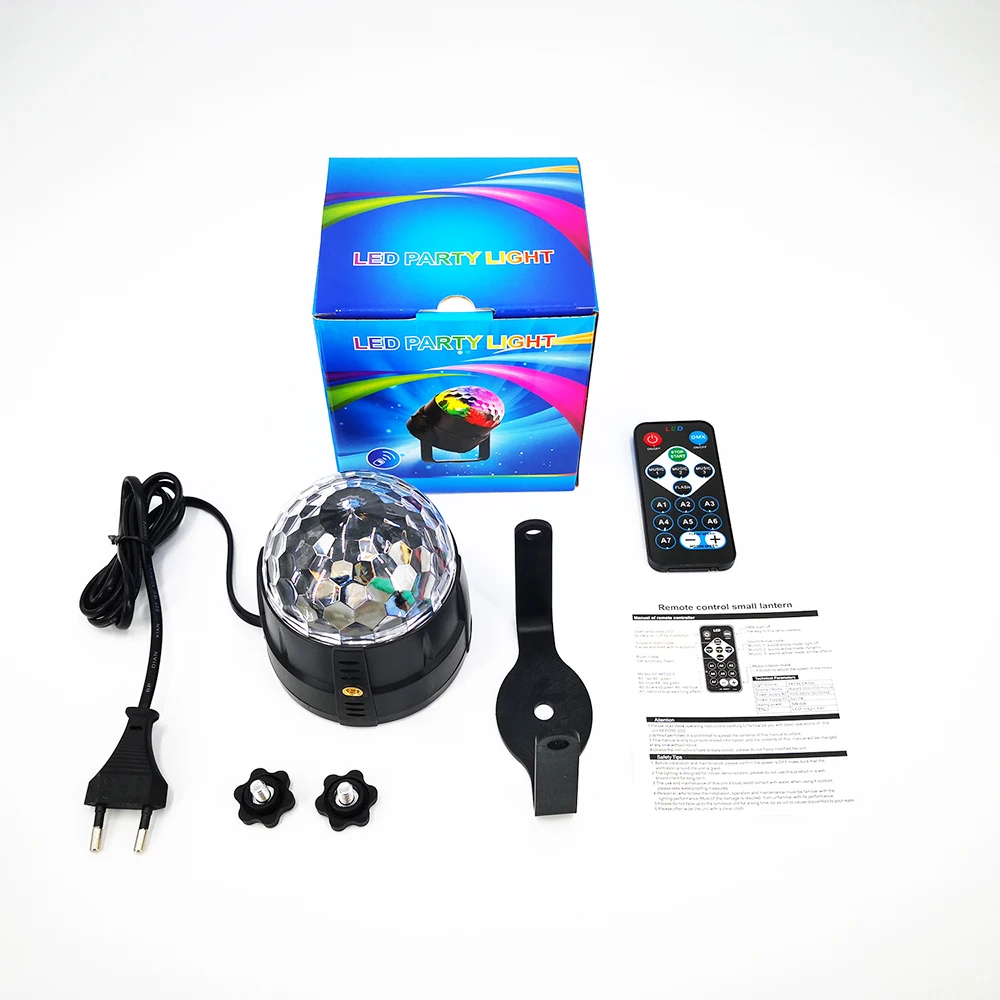 

LED Rotating Ball Party Light Sound Activated Disco Stage Light Mini RGB Projecting Lamp For Home Bar KTV with Remote Controller