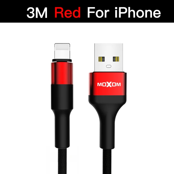 CC-55RL MOXOM 3 в 1 2 м 3 м USB кабель для мобильного телефона Micro usb type C зарядный кабель для iPhone зарядный кабель Micro зарядный usb-шнур - Цвет: CC-55RL