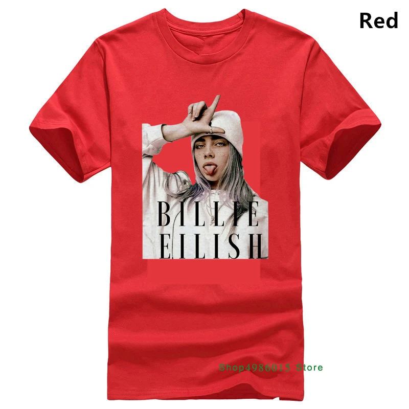 Красный Billie Eilish футболка Billie Eilish Fans белая хлопковая Мужская S-3XL от поставщика хлопковая Футболка Топ Футболка размера плюс - Цвет: Красный