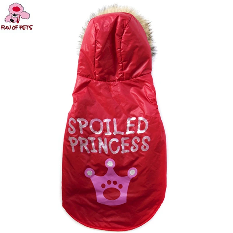 2017 новая мода зима красного цвета одежда для собак большое пальто с капюшоном