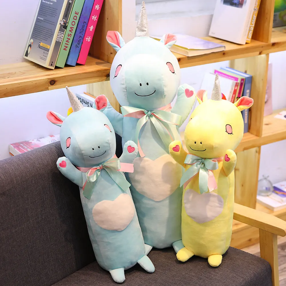 

Vanmajor 60/80cm New Lying Unicorn Stuffed Dolls Kawaii Soft Animal Unicorn Plush Toys for Children Sofa Pillows Kids Christmas