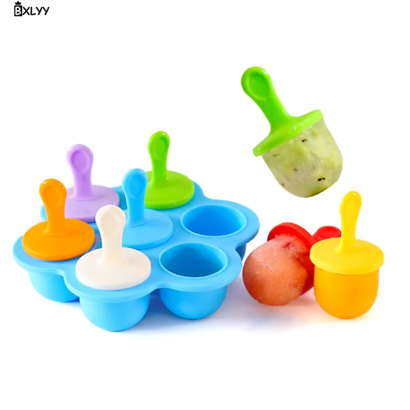 

BXLYY Creative 7-hole Silicone Ice Tray Mold Homemade DIY Popsicle Mold Color Popsicle Cake Mold Baking Accessories Kitchen.8.5z
