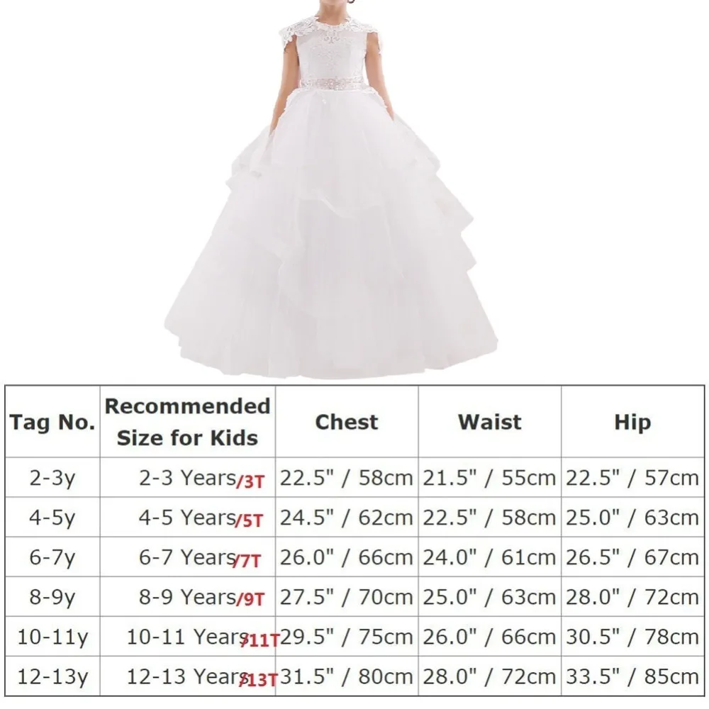 

Elegant V Back Girls Dress for aby Kid Wedding Bridesmaid Multi-layer Tulle Long Children Princess Dress Vintage Kids Dresses