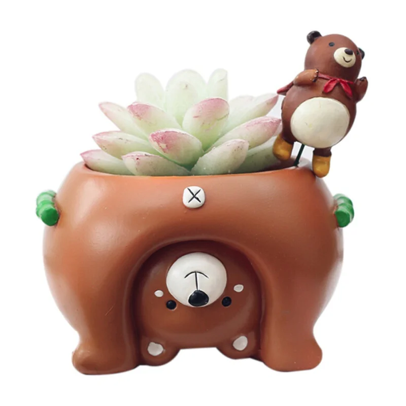 

Micro Natural Resin Flower Pot Nverted Animal Design Meat Plant Flower Pot Garden Home Office Decor Gardening Supplies