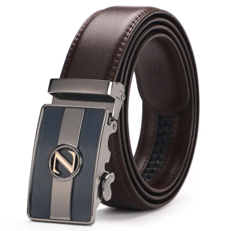 Male Genuine Leather Automatic Buckle Belt High Quality Designer Luxury Brand Vintage Strap Waistband Man's Z | Аксессуары для