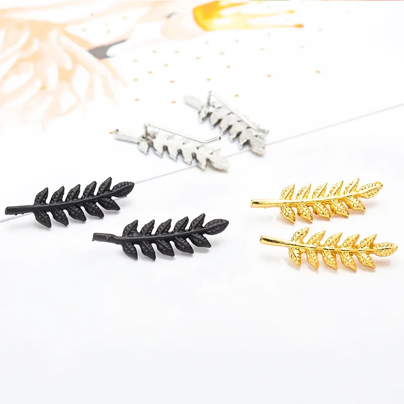 Модные простые женские модели серьги в форме листьев серебра/золота папки