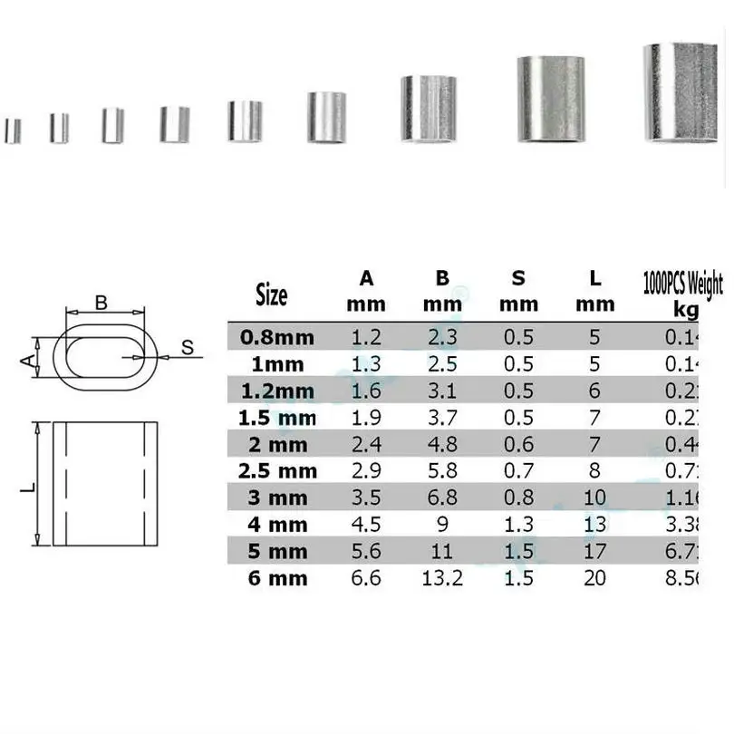 Зажим для троса HQ SF01 из нержавеющей стали 304 с овальным наконечником (для 0 5-6 мм)