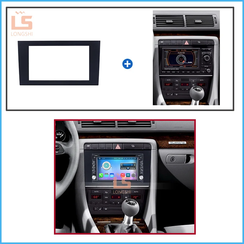 173*98 мм 2Din Автомобильная Радио панель для 2004 2005 2006 2007 2008 Audi A4 автостерео панель комплект аудио рамка отделка ободок, 2 DIN