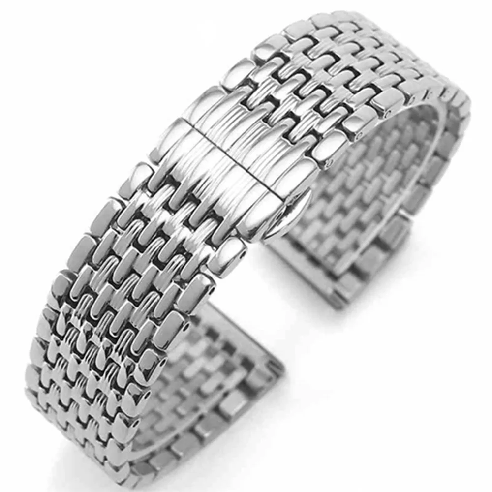 Ultra-thin High quality Men/Women Stainless Stell Watch Strap Band With Deployment Button 12 14 16 18 20 22mm Watchband