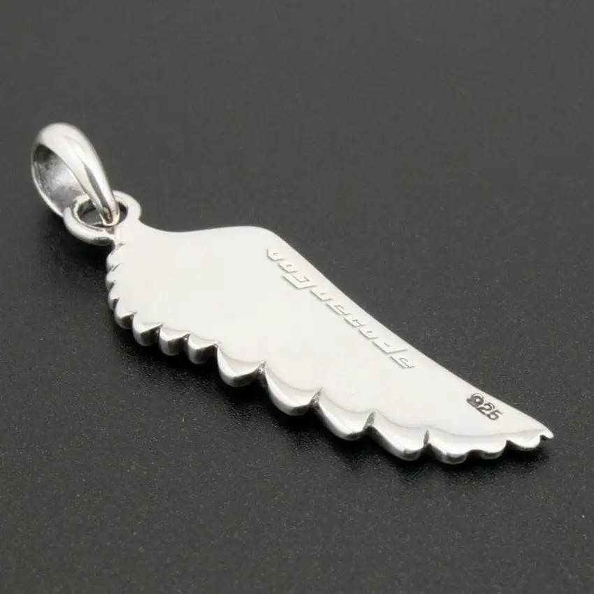 LINSION подвеска в виде ангела птицы крыла пера искусственное серебро 8A011|sterling silver