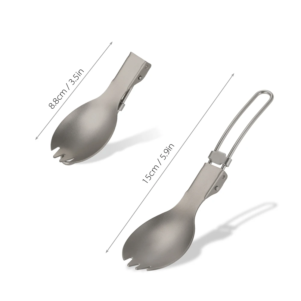 

Outdoor Lightweight Titanium Water Cup Mug Flatware Set Folding Spork Spoon Tableware Cookware Dinner for Travel Camping