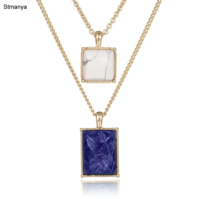 Женская двухслойная цепочка с подвеской из искусственного камня N1100|fashion jewelry|jewelry