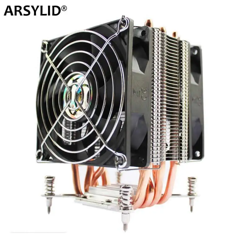 ARSYLID кулер для процессора, 6 тепловых трубок, двойной вентилятор 9 см, 4-контактный PWM вентилятор, Поддержка Intel LGA115x 1366 2011 TDP 130 Вт, бесшумный вентилятор X79 X99 X58