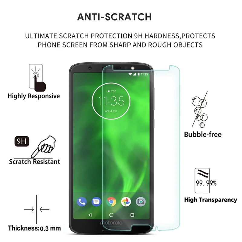 2 шт. 2.5D 9H высококачественный чехол из закаленного стекла для Moto G6 защита экрана