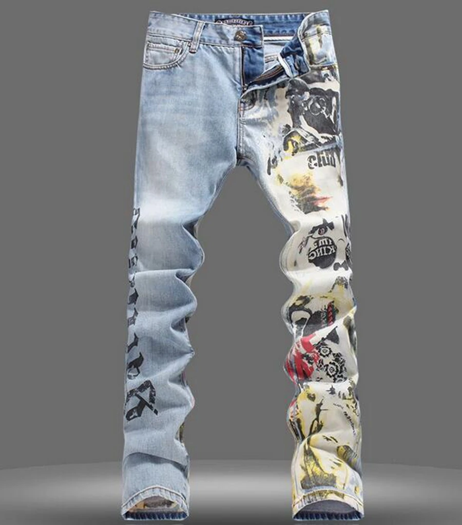 Весна и осень период хан издание мужчин брюки личность цветной рисунок или узор