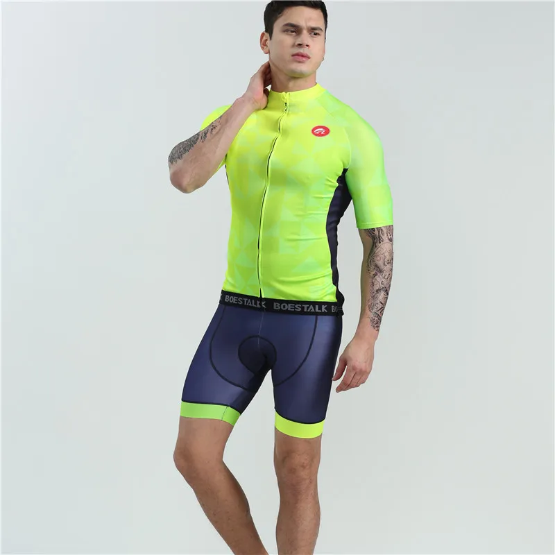 cycling set BOESTALK, новинка, Мужская велосипедная футболка, набор, короткий рукав, Флуоресцентный цвет, uniforme, велосипедное снаряжение, UCI, Триатлон, костюм, roupa ciclismo - Цвет: cycling set