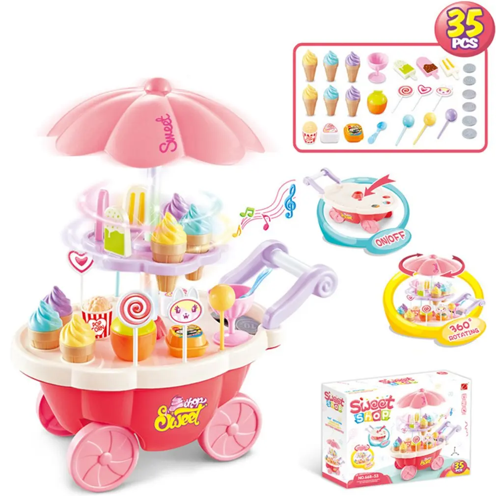 Мини тележка девочка конфеты автомобиль Мороженое магазин супермаркет детский