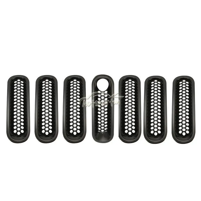 7x Черная передняя вставка сетка решетка радиатора с отверстием для замка
