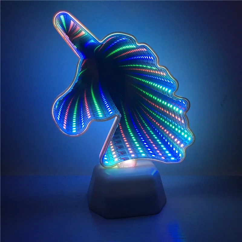 Unicorn Shape Leedome креативный Красочный светодиодный ночник в виде головы единорога, настольная лампа с батареей АА, светодиодный светильник для детской спальни, украшения дома, Рождественский светильник ing - Испускаемый цвет: Unicorn Shape