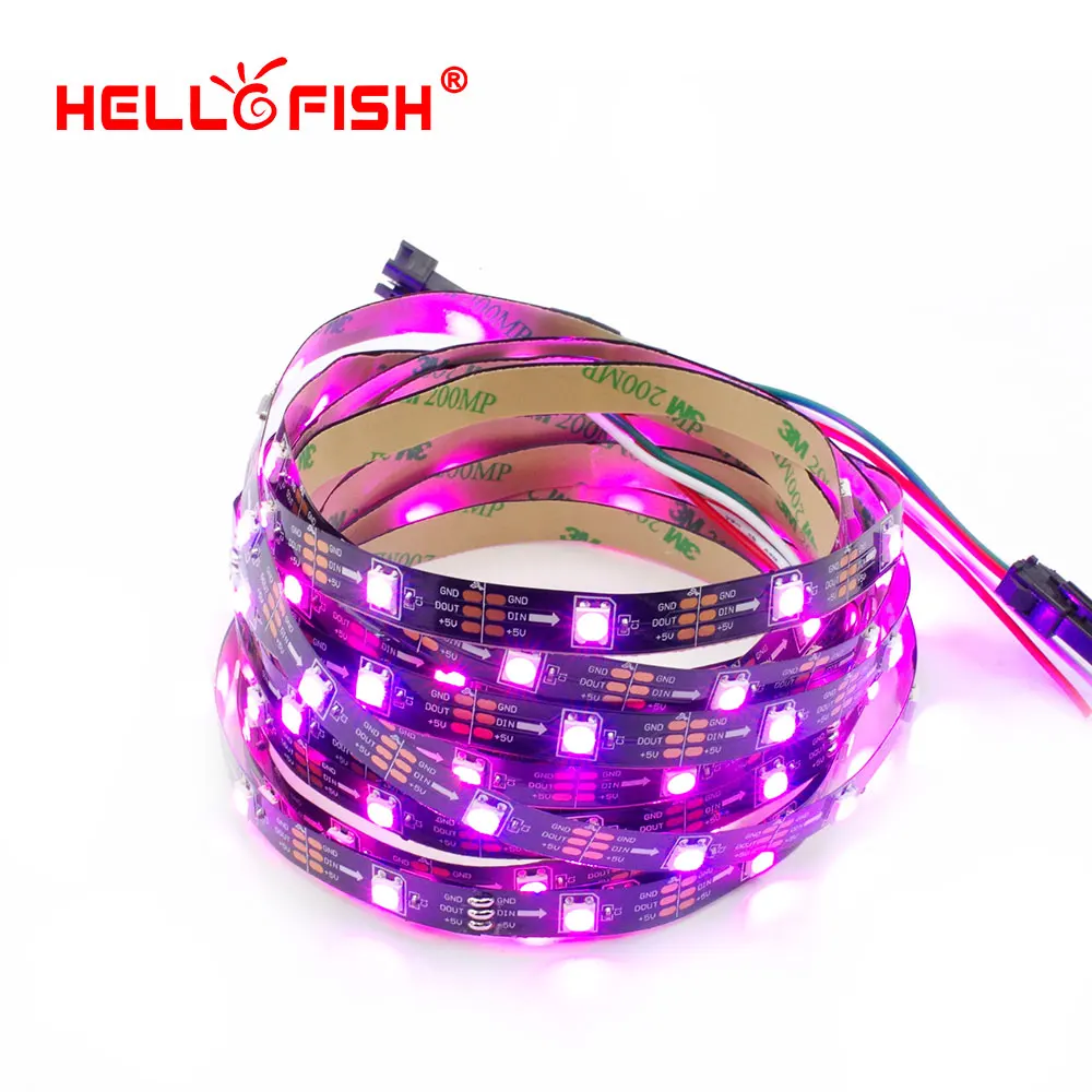 Hello Рыбы 5 В 1 м встроенный WS2812B полный Цвет Светодиодные ленты 30 светодиодный