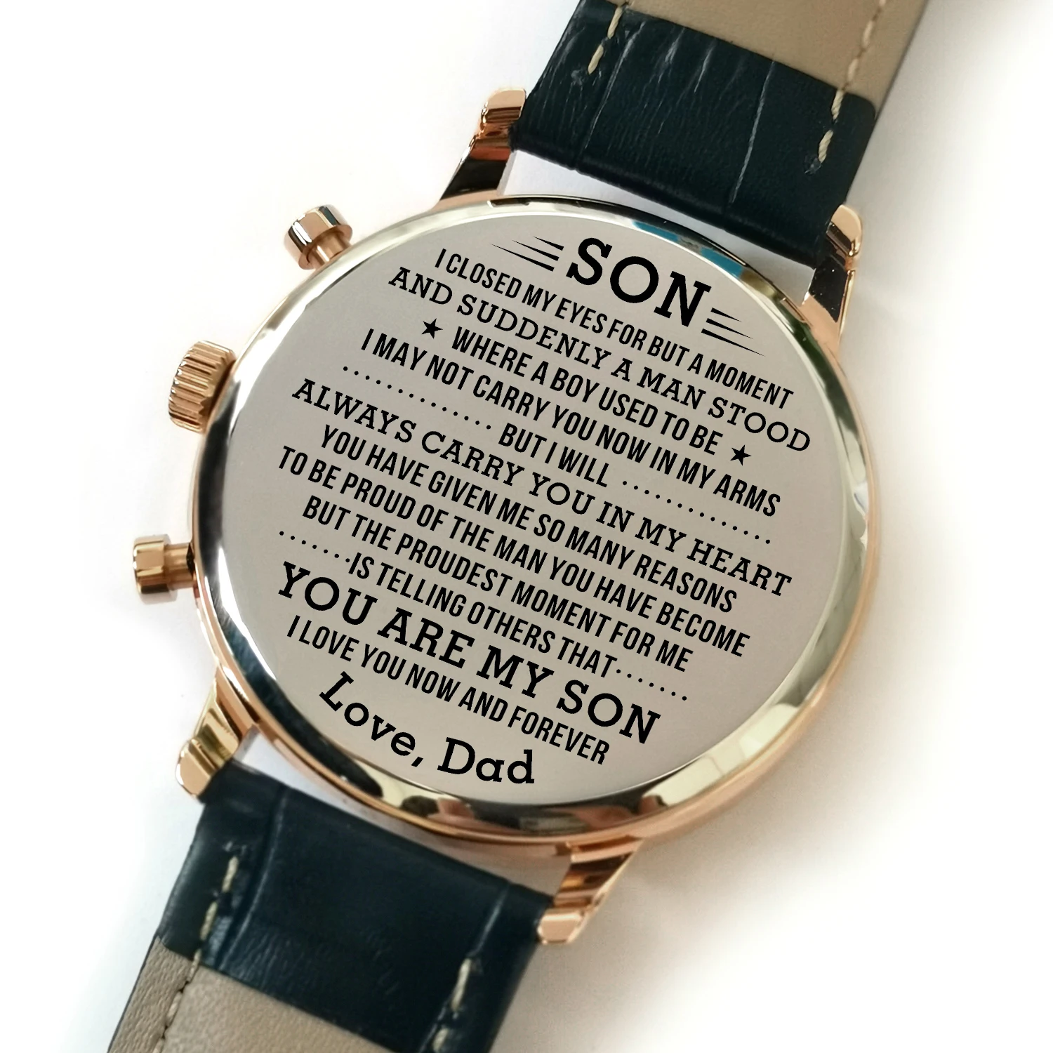 K4500-9 Dad To My Son,, часы с гравировкой, календарь, 24 часа, аналоговые Мужские часы Dail, военные подарки для семьи