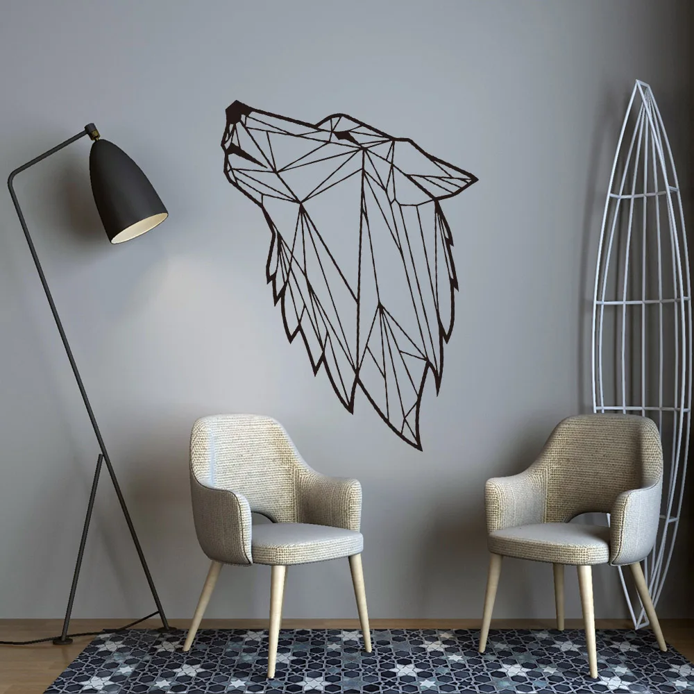 

Nordic Style Art Geometric Wolf vinyl Wall Sticker For Living Room Decoration decals Bedroom Decor Wall Decal Mural wallpaper