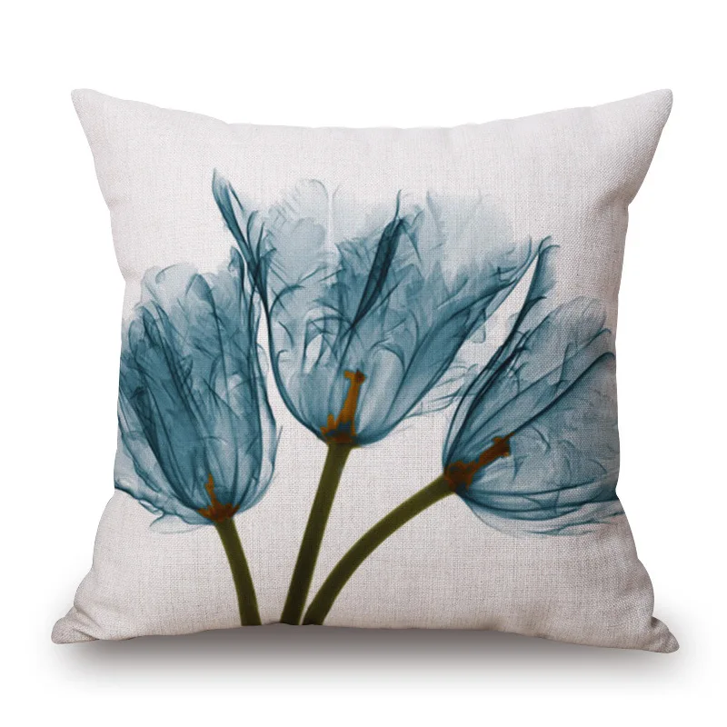Ink Painting Flowers Throwpillow Bed Home Decorative Pillowcase Cotton Linen Tulip Pillows Fashion Cushions | Дом и сад