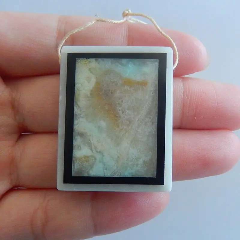 Модная подвеска из обсидиана и амазонита 35x28x7 мм 17 6 г | Украшения аксессуары