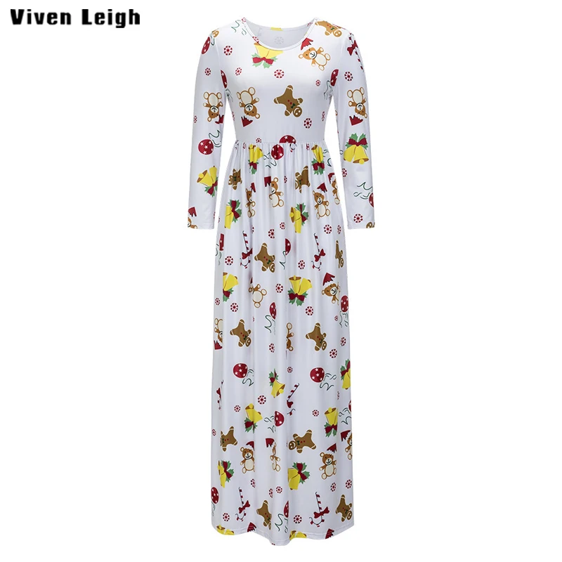 Viven leigh элегантный печати Christma платье Для женщин Платья для Повседневное длиной